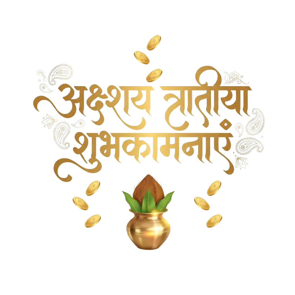 Akshaya Tritiya Hindi Wishes PNG Golden Text HD