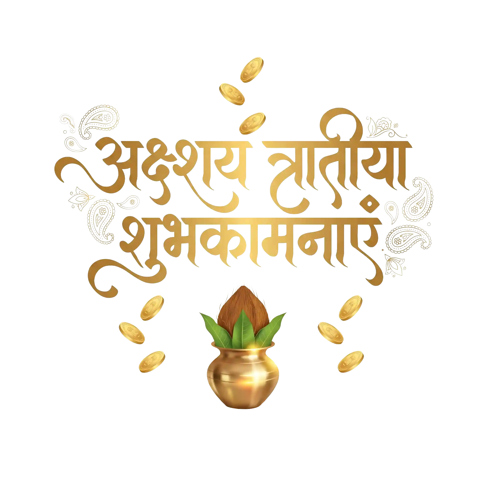 Akshaya Tritiya Hindi Wishes PNG Golden Text HD