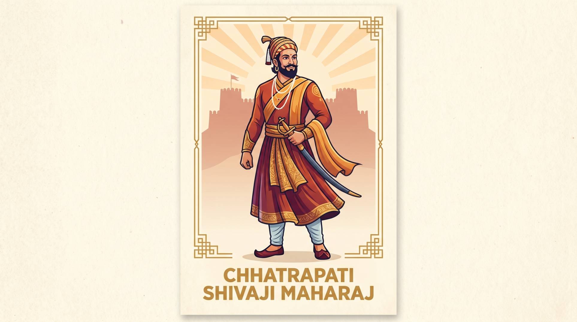 Chhatrapati Shivaji Maharaj Standing Vector Art in 4K