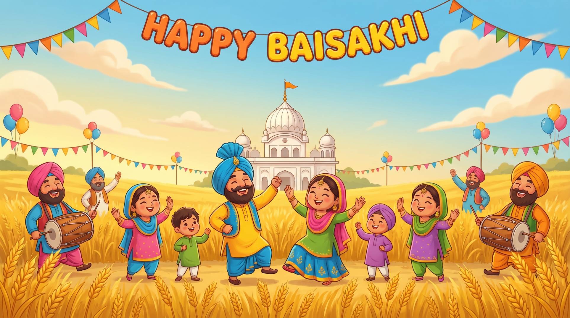 Happy Baisakhi Cartoon Wallpaper HD