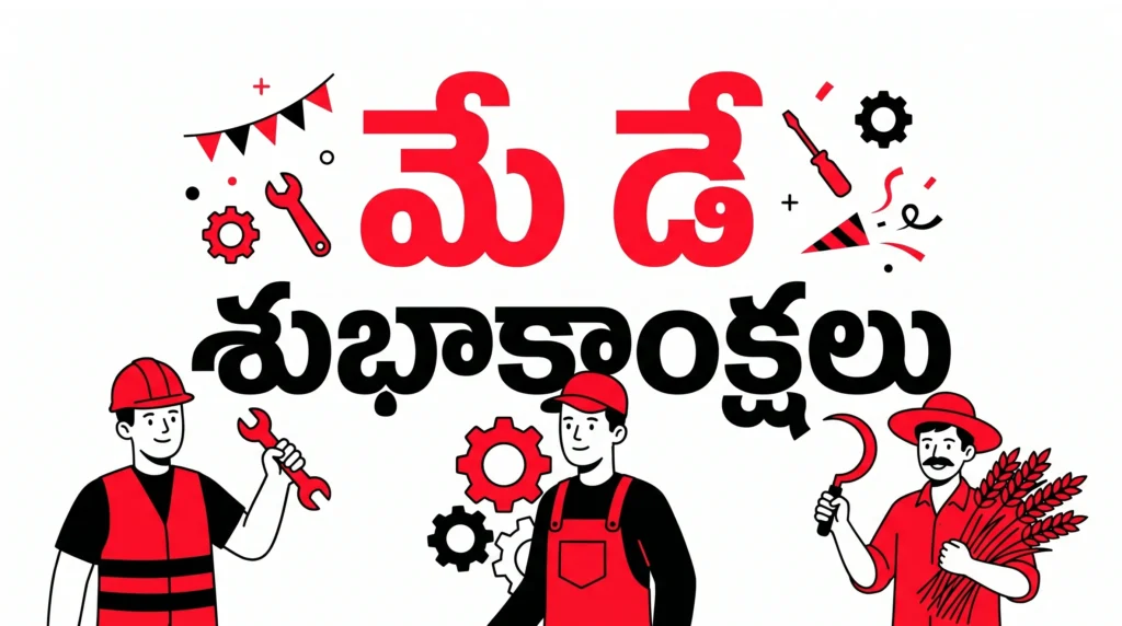 May Day Telugu Greeting Poster Vector