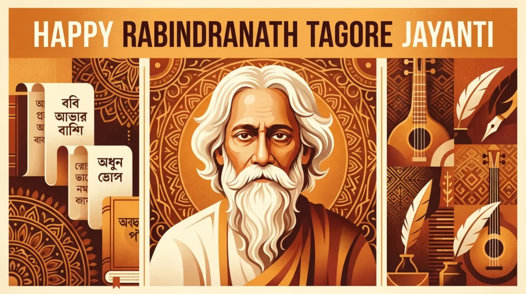 Rabindranath Tagore Jayanti Artistic Poster